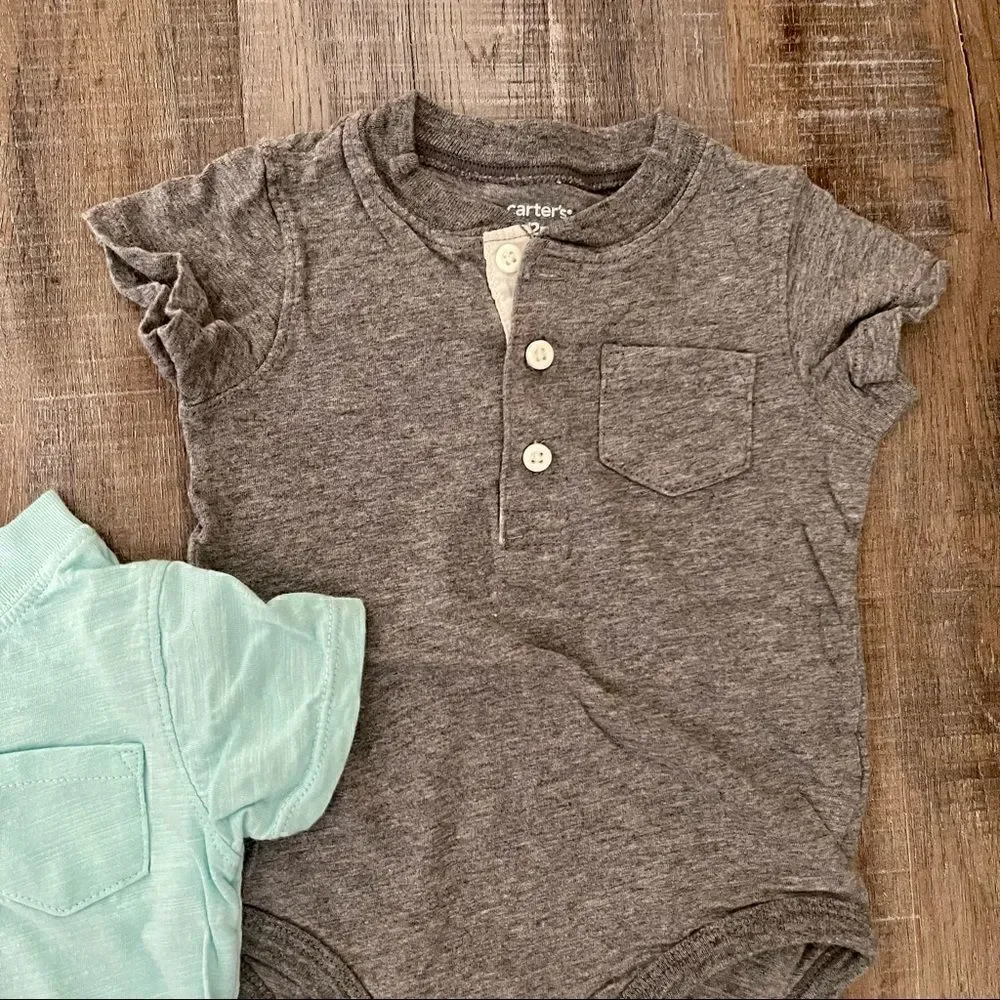 Carters henley onesies - set of 3